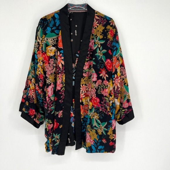 Johnny Was Cardigan Womens S Kimono Embroidered‎ Floral Boho Reversible Hippie - Picture 3 of 11